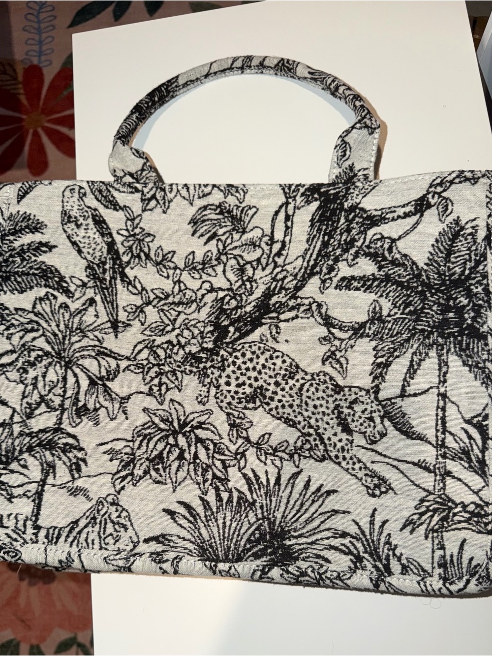 Beige and Black Jungle Print Tote Bag